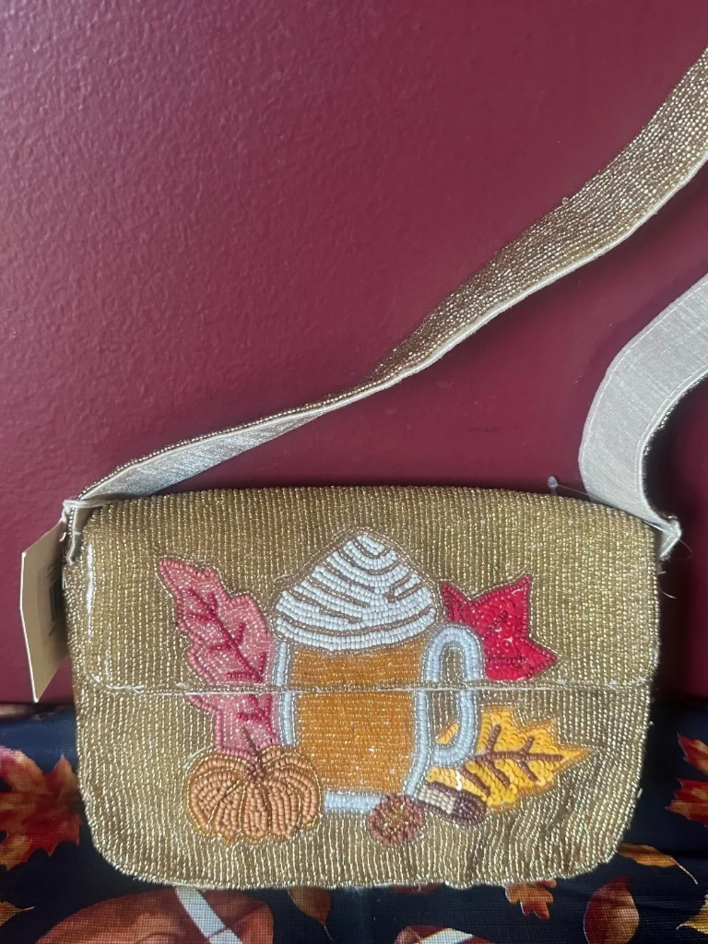 Viral fall beaded bag! NWT!